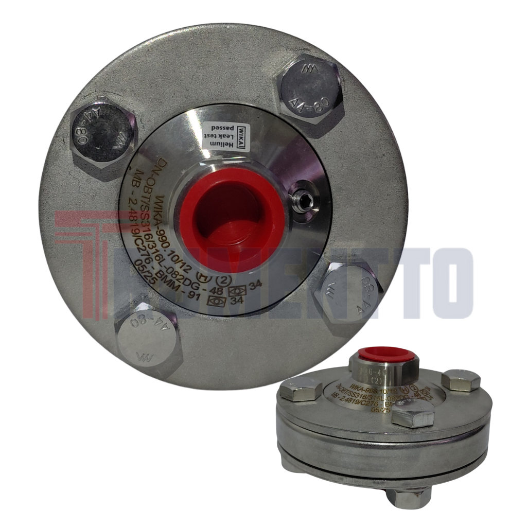 Sello de Diafragma Roscado WIKA 990.10 instalación en sistema de presión industrial